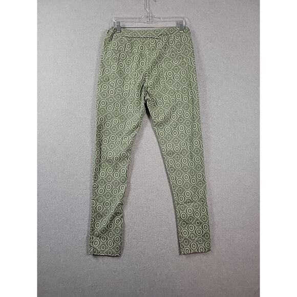 Vinti 6 Italy Green Geometric Elastic Waist Pull On Jogger Pants Medium Stretch - Picture 6 of 12